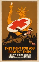 Plakat til indsamling af midler til Røde Kors, udg. 1917